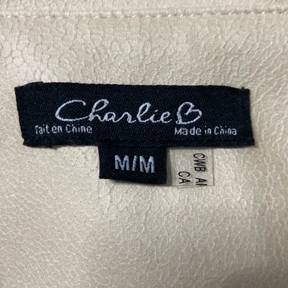 CHARLIE B Women's Cream Faux Leather Jacket - Picture 4 of 7